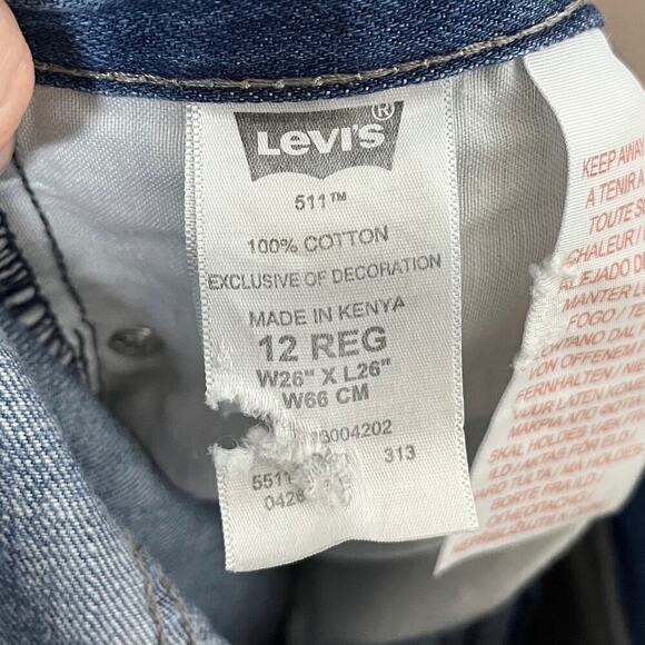 Levi's Boys 511 Slim Jeans Sz 12 26x26 Med Wash Low Rise Blue 100% Cotton Denim - Picture 9 of 9